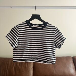 Cotton On Navy and White Striped Crop Tee